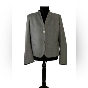 Akris Tailored Wool Blazer Size 6 | Taupe Structured Jacket